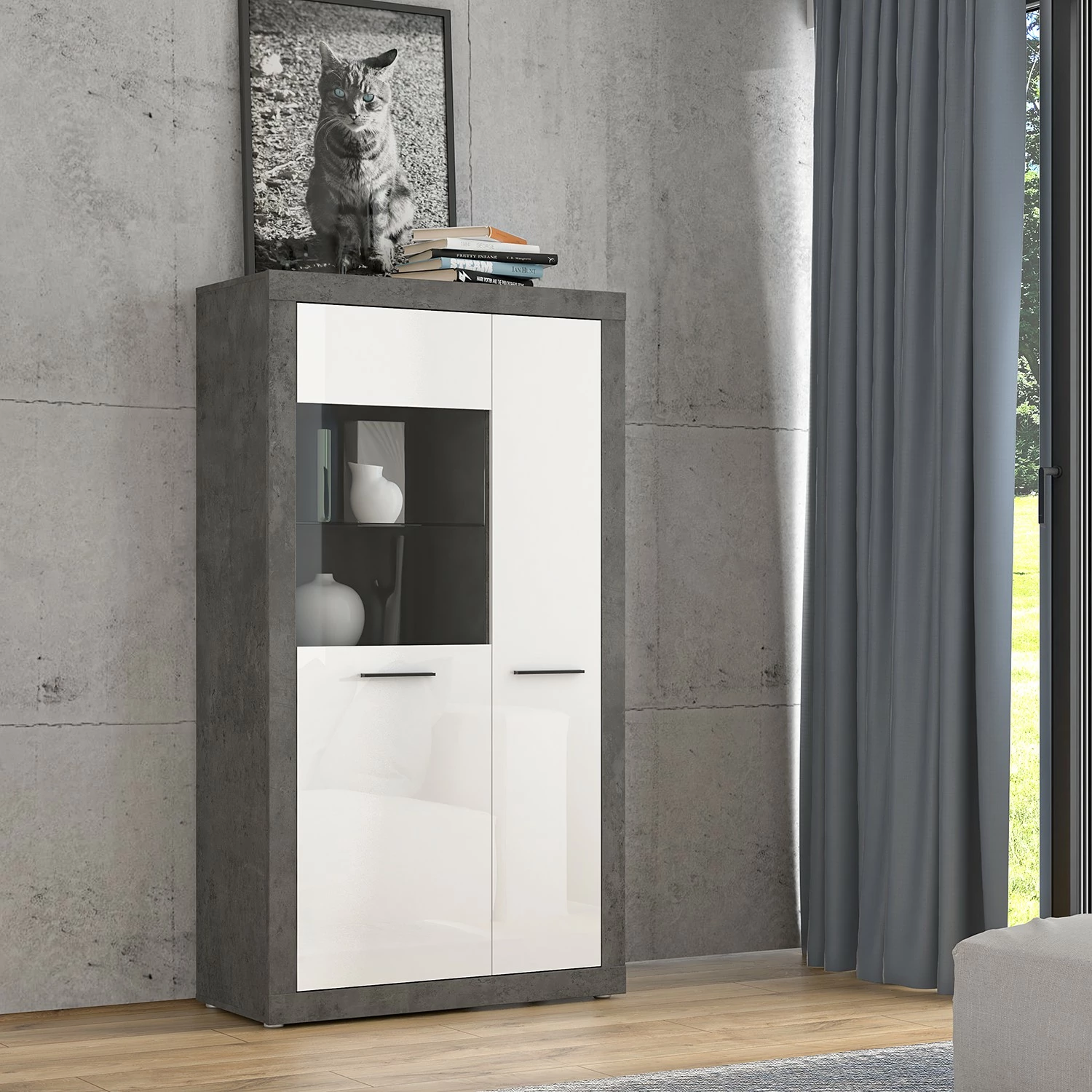 Vitrine Béton Imitation Loftscape Brillant Blanc 4 Vitrine Béton Imitation Loftscape Brillant Blanc – Image 2