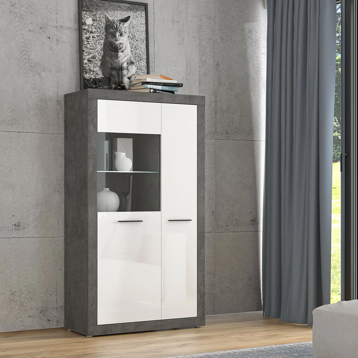 Vitrine Béton Imitation Loftscape Brillant Blanc 5 Vitrine Béton Imitation Loftscape Brillant Blanc – Image 3