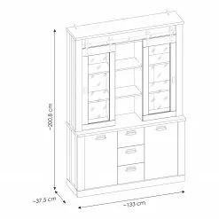 Ridgevalley Vaisselier Chêne Shutter Ii Imitation -Armoires Soldes 1000348701 220505 500 SKETCH DETAILS P000000001000348701 sketch