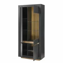 Vitrine Imitation Chêne Anthracite Loftscape Haute Accra -Armoires Soldes 1000348817 220506 031 DETAILS P000000001000348817
