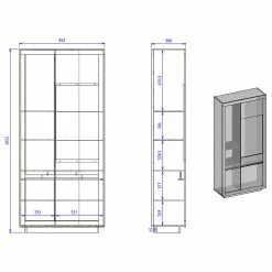 Vitrine Imitation Chêne Anthracite Loftscape Haute Accra -Armoires Soldes 1000348817 220506 500 SKETCH DETAILS P000000001000348817 sketch