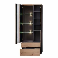 Vitrine Chêne Graphite Éclairage Artisan Imitation Loftscape Moosic -Armoires Soldes 1000357964 220608 030 DETAILS P000000001000357964