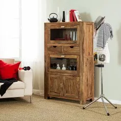 Wolf-Möbel Vaisselier Yoga Naturel Sheesham Massif -Armoires Soldes brotschrank yoga sheesham massiv natur 1416981