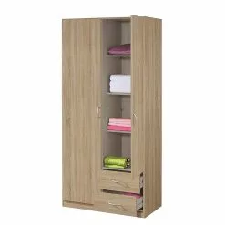 Case Armoire Ii Standard 135 Cm 3 Porte Imitation Chêne De Sonoma Rauch Blue -Armoires Soldes drehtuerenschrank case ii sonoma eiche dekor 274405