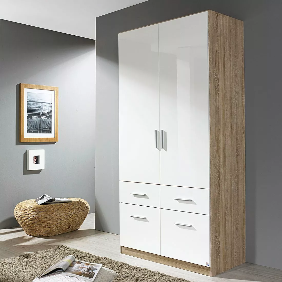 Armoire Imitation Brillant Blanc Rauch Blue 4 Armoire Imitation Brillant Blanc Rauch Blue – Image 2
