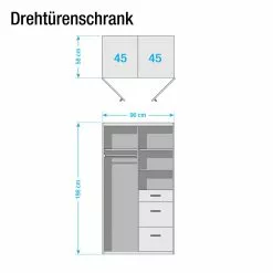 Duncan Wimex Armoire 90 Cm Largeur -Armoires Soldes drehtuerenschrank duncans hochglanz weiss 90 cm 2 tuerig 3378877