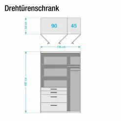 Armoire Homburg Ii Largeur 136 Cm Miroir Porte Métallisé Gri Rauch Blue -Armoires Soldes drehtuerenschrank homburg 4445440