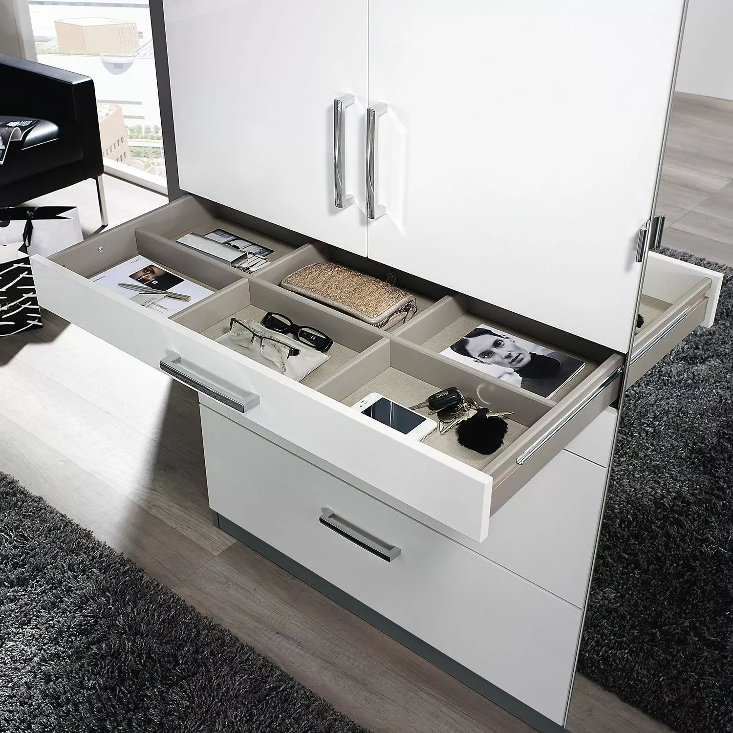 Armoire Homburg Ii 181 Cm : Largeur Imitation Miroir Blanc Rauch Blue 7 Armoire Homburg Ii 181 Cm : Largeur Imitation Miroir Blanc Rauch Blue – Image 5