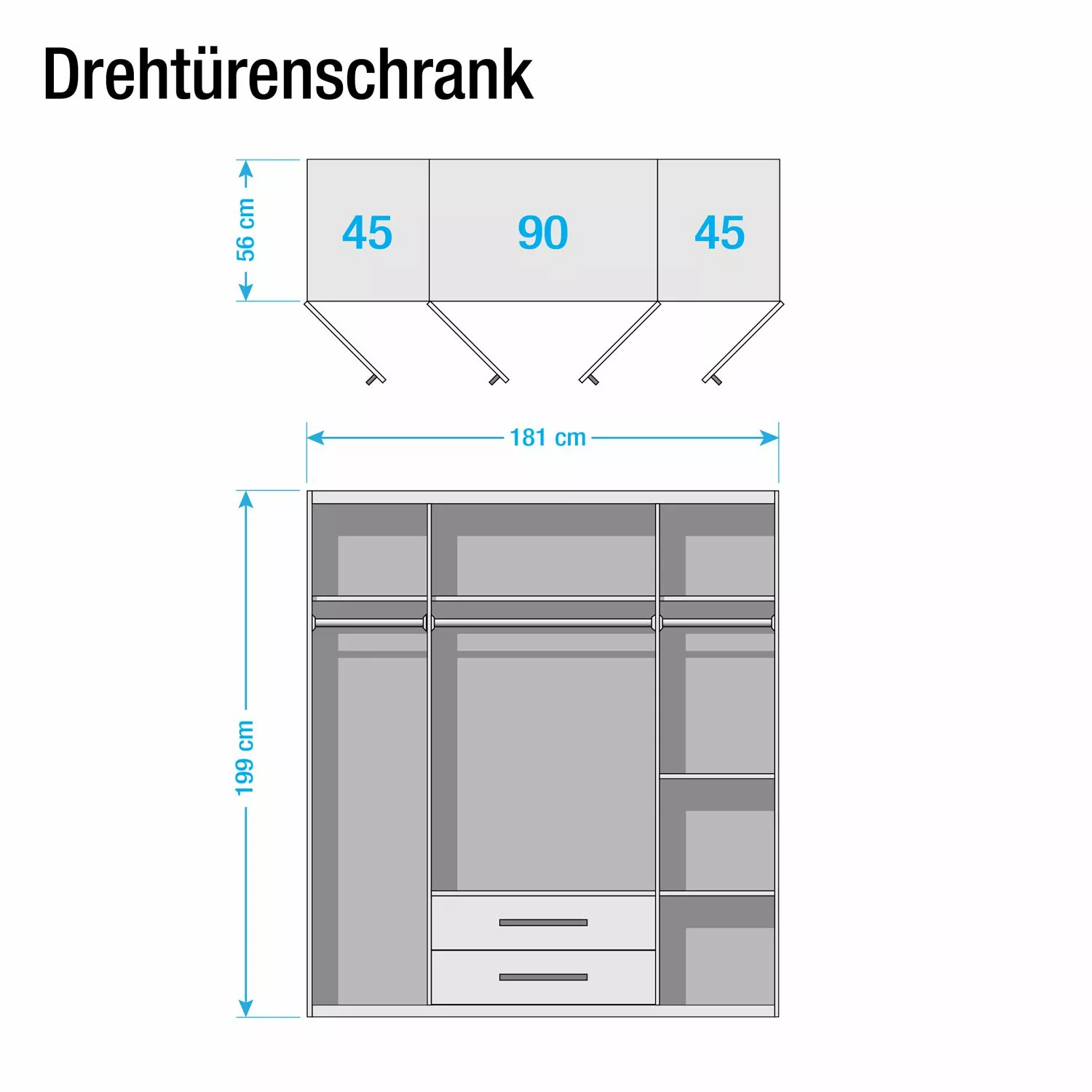 Armoire 181 Cm Krefeld Rauch Blue 6 Armoire 181 Cm Krefeld Rauch Blue – Image 4