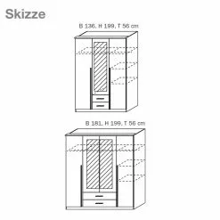 Armoire 91 Cm Imitation Miroir Chêne De San Remo Alpin Krefeld Blanc Rauch Blue -Armoires Soldes drehtuerenschrank krefeld mit spiegel kernnuss dekor grau metallic 1422141