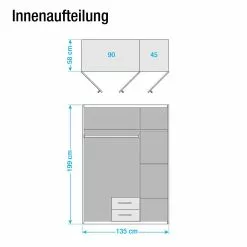 Nicu Wimex Armoire 135 Cm 3 Porte Chêne De San Remo Imitation -Armoires Soldes drehtuerenschrank nicu eiche sanremo dekor 454320