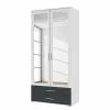 Armoire : Largeur 85 Cm 2 Alpin Anthracite Blanc Rauch Blue -Armoires Soldes drehtuerenschrank rasant extra alpinweiss anthrazit 85 cm 2 tuerig mit 2 schubladen 2 spiegeltueren 2560922