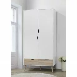 Mørteen Armoire Blanc Chêne Clair -Armoires Soldes drehtuerenschrank sunndal weiss eiche dekor 4845188