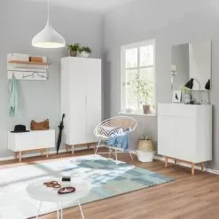 Mørteen Armoire Chêne Massif Lindholm Blanc -Armoires Soldes garderobenschrank lindholm eiche massiv matt weiss 3701917