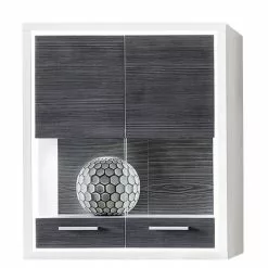 Piorini Vitrine Pin Ii Anthracite Suspendue Imitation Mooved Blanc