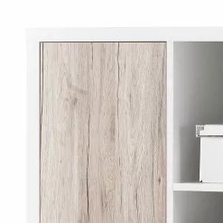 Chêne San Remo Buffet Imitation Mooved Brillant Blanc -Armoires Soldes highboard nestor eiche san remo dekor hochglanz weiss 415567