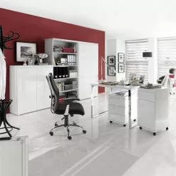 Fredrik Paddington Brillant Blanc -Armoires Soldes paddington rollcontainer hochglanz weiss lackiert mit 3 schubladen 1225045