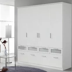 Armoire 181 Cm, 4 Porte Alpin/Verre Bochum Blanc Rauch Blue 24 Armoire 181 Cm, 4 Porte Alpin/Verre Bochum Blanc Rauch Blue -Armoires Soldes rauch bochum drehtuerenschrank kombischrank alpinweiss absetzungen milchglas m ra ssk boc 966 1