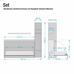 Godia Bonnell Ensemble Mural Ii Loftscape Blanc -Armoires Soldes schrankbett kombination godia ii schaumstoffmatratze weiss 5173008