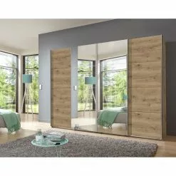 Wimex Armoire Imitation Chêne 270 Cm : Largeur 2 Brüssel -Armoires Soldes schwebetuerenschrank bruessel plankeneiche dekor 270 cm 4 tuerig 2 spiegeltueren 5037620