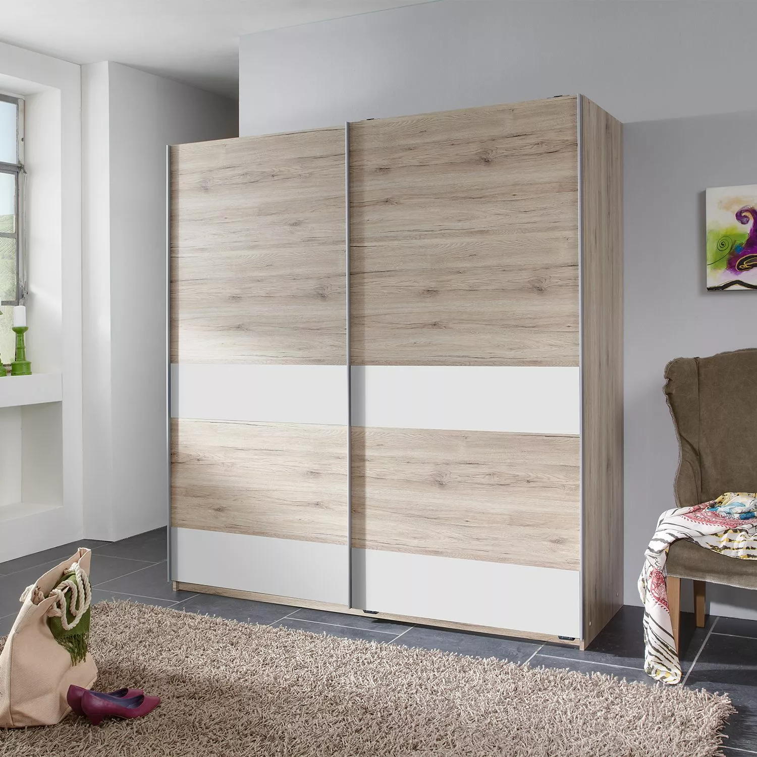 San Remo Ches Wimex Armoire 2 180 Cm Coulissante Imitation Chêne De Alpin Blanc 4 San Remo Ches Wimex Armoire 2 180 Cm Coulissante Imitation Chêne De Alpin Blanc – Image 2