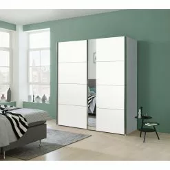 Möbel Armoire Miroir Verre 200 Cm : Largeur Polaire Expres Madrid Blanc -Armoires Soldes schwebetuerenschrank madrid polarweiss spiegel 200 cm 2 tuerig 5024412