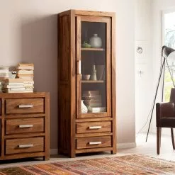Ars Natura Sheesham Massif Vitrine Ohio -Armoires Soldes vitrine ohio tueranschlag rechts sheesham massiv 5072336