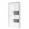 Kushiro Armoire Vitrine Loftscape Brillant Gri Blanc -Armoires Soldes vitrinenschrank arco hochglanz weiss grau 4710812