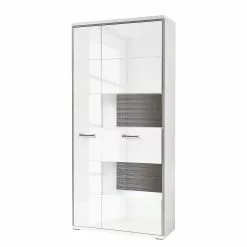 Kushiro Armoire Vitrine Loftscape Brillant Gri Blanc