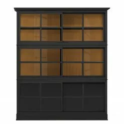 Maison Belfort Vitrine Pin Azjana Miel Couleur Noir -Armoires Soldes vitrinenschrank azjana pinie teilmassiv schwarz pinie honig 3393069