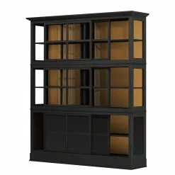 Maison Belfort Vitrine Pin Azjana Miel Couleur Noir -Armoires Soldes vitrinenschrank azjana pinie teilmassiv schwarz pinie honig 3393073