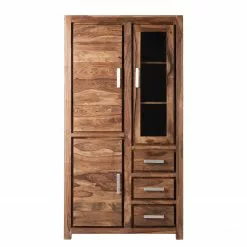 Ars Natura Sheesham Massif Vitrine Armoire Ohio -Armoires Soldes vitrinenschrank ohio sheesham massiv 4203120