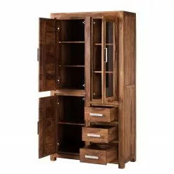 Ars Natura Sheesham Massif Vitrine Armoire Ohio -Armoires Soldes vitrinenschrank ohio sheesham massiv 4203180