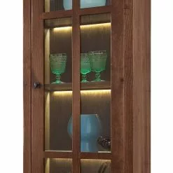 Vicuna Ridgevalley Vitrine Pin Armoire I Massif Éclairage Marron -Armoires Soldes vitrinenschrank vicuna i pinie massiv braun 453972